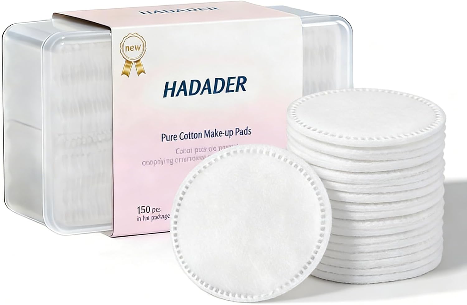 Cotton Rounds 150 Pcs Boxed Makeup Remover Pads, Hypoallergenic, Lint-Free | 100% Pure Cotton