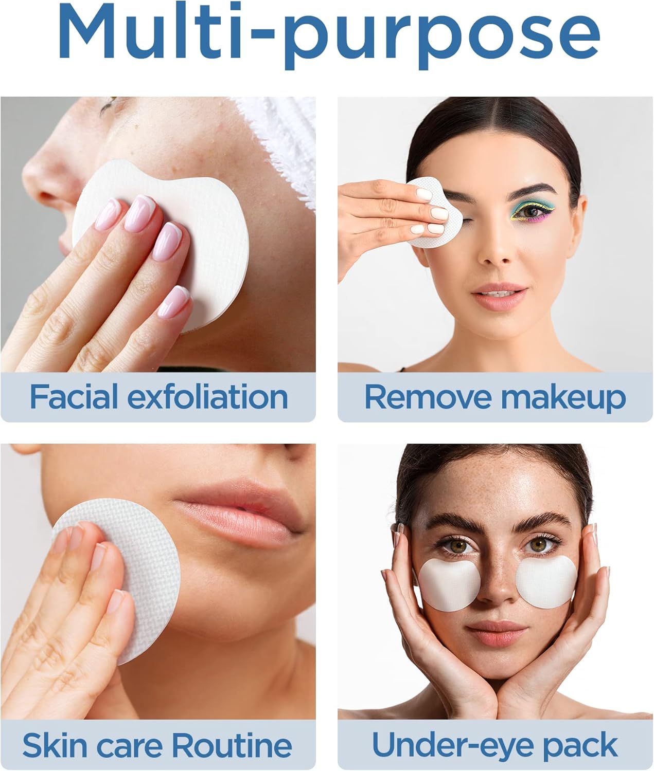 Exfoliating Cotton Rounds for face - Double-Sided - Korean Toner Pads - Round Cotton Pad for Face - Lint Free Makeup Remover - Skin Care Cleansing