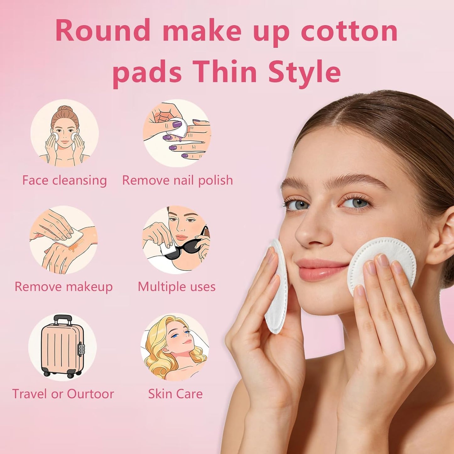 Cotton Rounds 150 Pcs Boxed Makeup Remover Pads, Hypoallergenic, Lint-Free | 100% Pure Cotton